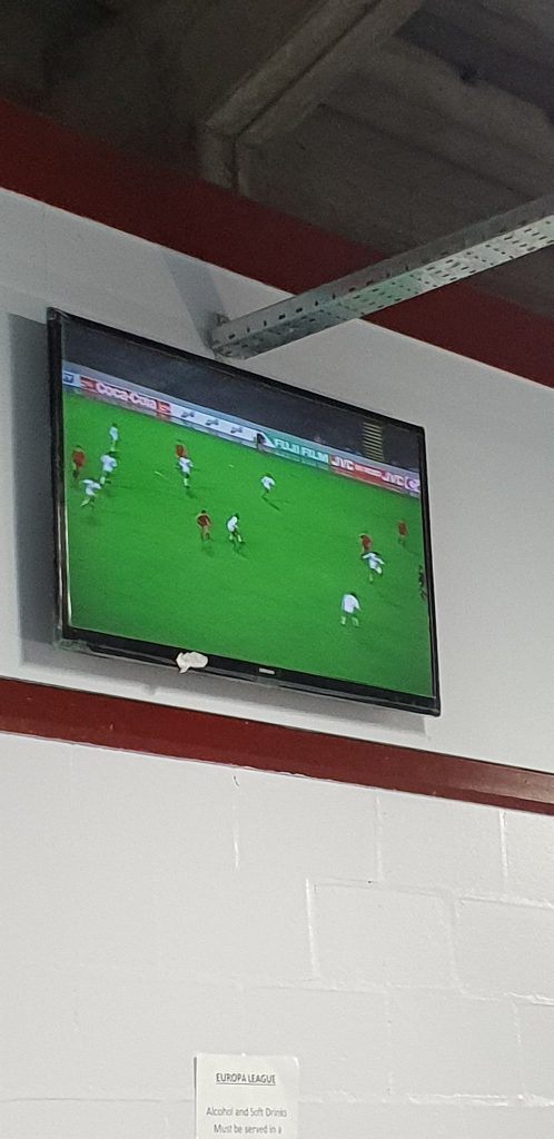 @matthewdd33 - Nice touch by @BurnleyOfficial playing the @AberdeenFC @realmadriden game in the Away stand❤ #COYR